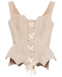 MITILIANE COUTURE - Lace-Up Suede Corset Top - Lyst