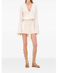 Alexis - Jen Fringed V-Neck Mini Dress - Lyst