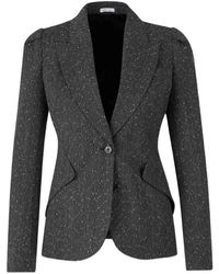 McQueen - Speckled-Knit Single-Breasted Blazer Jacket - Lyst