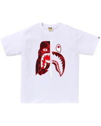 A Bathing Ape - Shark-Print Cotton T-Shirt - Lyst