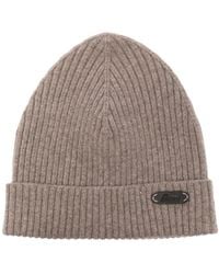 Brioni - Logo-Patch Ribbed-Knit Beanie - Lyst
