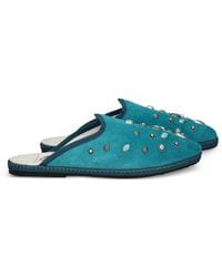 Fortela - Flap Friulan Sabot Studded Suede Mules - Lyst