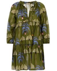 Anjuna - Clara Palm-Print Embroidered Kaftan Dress - Lyst