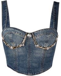 Area - Top Claw en jean a ornements - Lyst