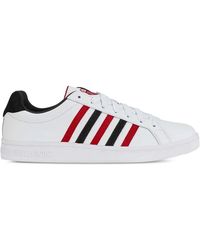 K-swiss - Court Tiebreak Striped Leather Sneakers - Lyst