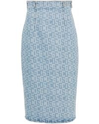 Gcds - Monogram-Pattern Denim Pencil Skirt - Lyst