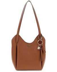 Guess - Melody Logo-Plaque Pebbled Shoulder Bag - Lyst
