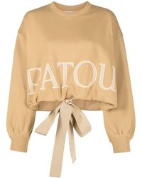 Patou - Drawstring-detail Cropped Logo Sweatshirt - Lyst