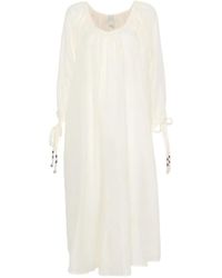 120% Lino - Bead-Embellished Tie-Cuff Maxi Dress - Lyst