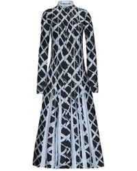 Oscar de la Renta - Pleated Midi Dress - Lyst