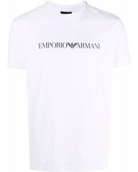 Emporio Armani - T-Shirt Aus Weiβer Baumwolle Mit Logo-Print - Lyst
