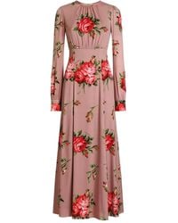 Dolce & Gabbana - Floral Long-Sleeve Maxi Dress - Lyst