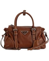 Prada - Bonnie Small Buckle-Detail Logo-Plaque Satchel Bag - Lyst