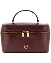 Pinko - Love Birds Crumpled Leather Tote Bag - Lyst