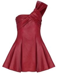 Balmain - Smooth Leather One-Shoulder Dress - Lyst