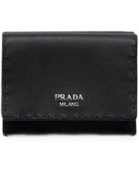 Prada - Small Antiqued Leather Wallet - Lyst