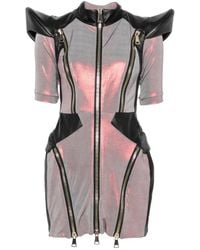 MITILIANE COUTURE - Holographic-Effect Zip-Detail Mini Dress - Lyst