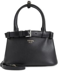 Prada - Small Buckle-Detail Leather Shoulder Bag - Lyst