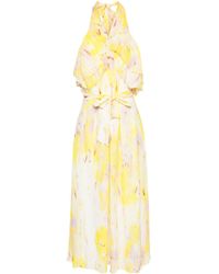 MSGM - Floral-print Ruffled-detail Dress - Lyst