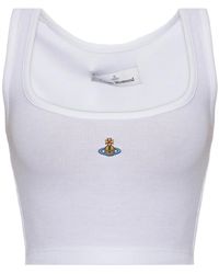 Vivienne Westwood - Orb-Embroidered Ribbed Crop Top - Lyst