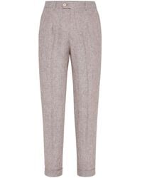 Brunello Cucinelli - Light Linen Tapered Trousers - Lyst