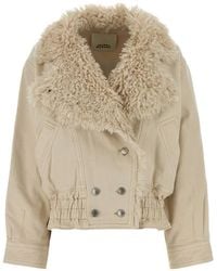 Isabel Marant - Valineo Shearling-Collar Denim Jacket - Lyst