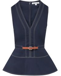 Veronica Beard - Top Met Ceintuur En V-Hals - Lyst