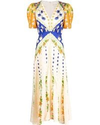 Saloni - Lea Floral-print Midi Dress - Lyst