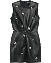 David Koma - Leren Mini-Jurk Verfraaid Met Kristallen - Lyst
