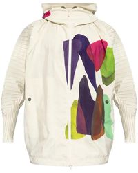 Homme Plissé Issey Miyake - Graphic Print Hooded Jacket - Lyst