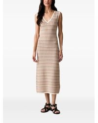 Morgan - Striped V-Neck Midi Dress - Lyst