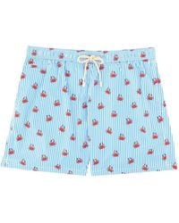 MC2 Saint Barth - Crab-Print Striped Swim Shorts - Lyst
