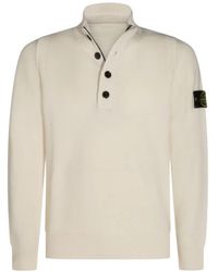 Stone Island - Lambswool Regular-Fit Half-Zip Jumper With Button Placket - Lyst
