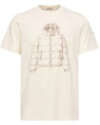 Moncler - Down Jacket Print Cotton T-Shirt - Lyst
