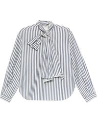 Forte Forte - Gestreepte Blouse Met Strikhals - Lyst