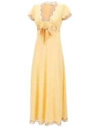 RIXO London - Marlice Lace-Trim Silk Midi Dress - Lyst