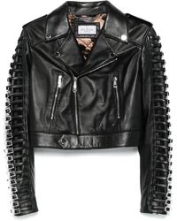 Philipp Plein - Leren Jack Met Kristallen Doodskop - Lyst