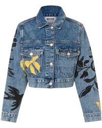 Moschino Jeans - Graphic-print Denim Jacket - Lyst