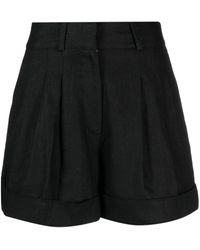 DKNY - Pleat-detail Cotton Shorts - Lyst