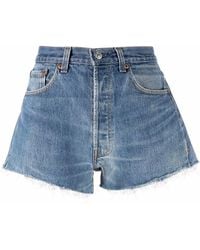RE/DONE - Raw Cut Denim Shorts - Lyst