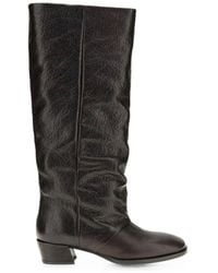 P.A.R.O.S.H. - Grained-Leather Knee-High Boots - Lyst