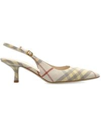 Burberry - Karierte Slingback-Pumps - Lyst