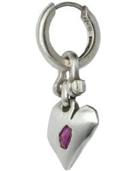 Parts Of 4 - Jazz's Solid Heart Sterling And Ruby Drop Earring - Lyst