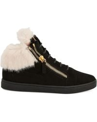 Giuseppe Zanotti - Kriss Fur-Trimmed Zip-Detail Sneakers - Lyst