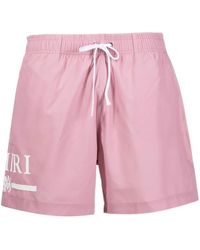 Amiri - Logo-Print Drawstring-Waist Swim Shorts - Lyst