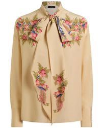 Etro - Chemise En Soie À Foulard En Soie Et Imprimé Floral Placé - Lyst