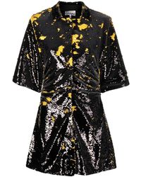 Ganni - Robe Courte À Effet Taches De Peinture - Lyst