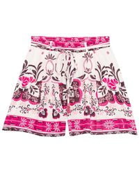 Twinset - Linen Blend Printed Shorts - Lyst