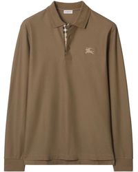 Burberry - Long-Sleeve Cotton Polo Shirt - Lyst