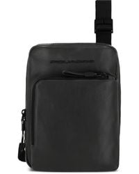 Piquadro - Leather Logo-Embossed Messenger Bag - Lyst